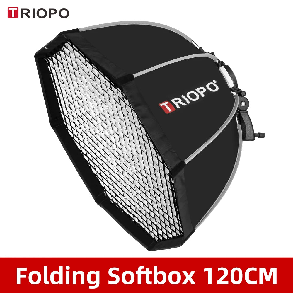 Triopo Octagon Softbox 55–120cm with Grid Portable Speedlite for Canon Godox