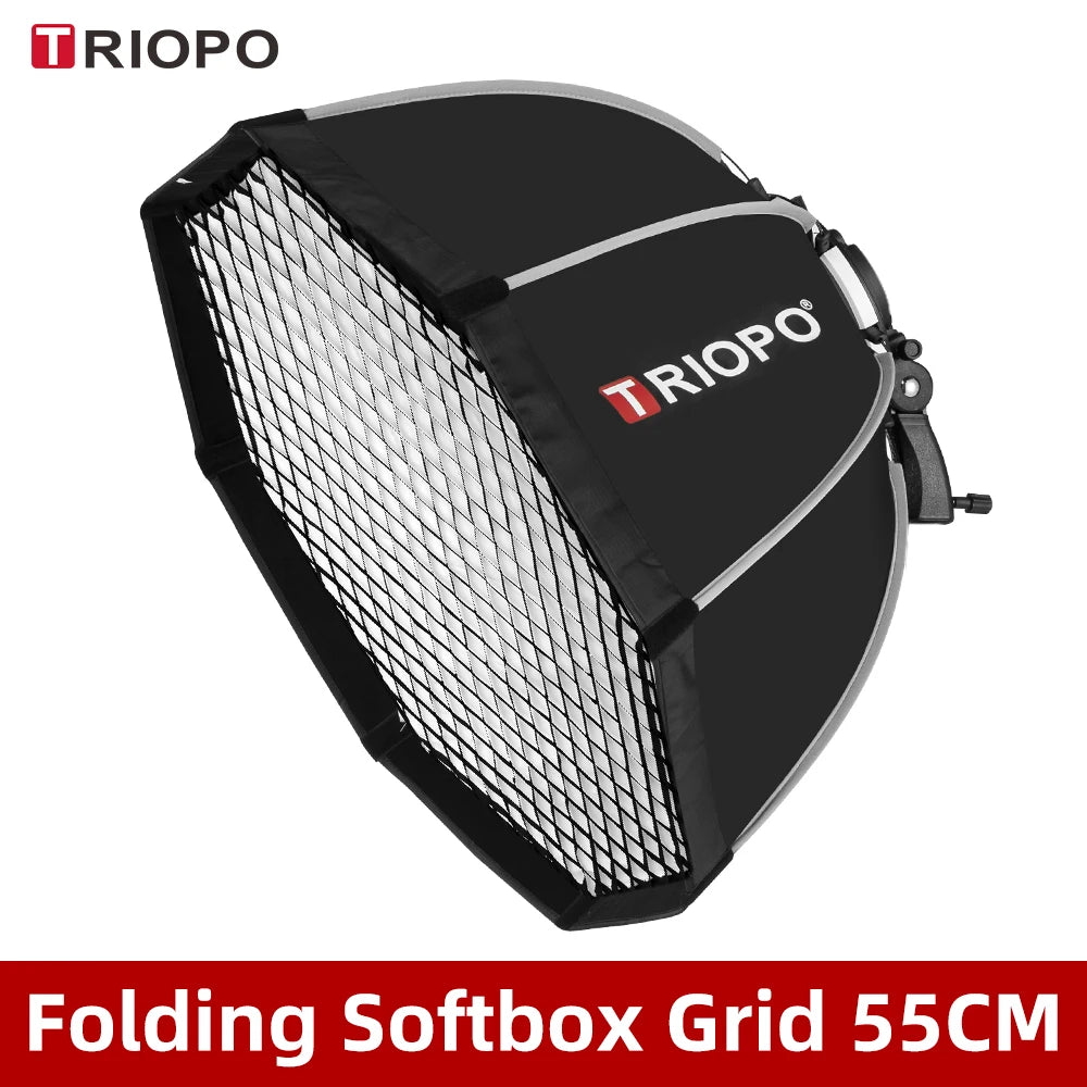 Triopo Octagon Softbox 55–120cm with Grid Portable Speedlite for Canon Godox