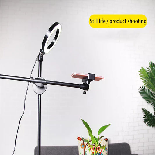 Adjustable Phone Tripod with Boom Arm Ring Light Bluetooth for Video Shoot