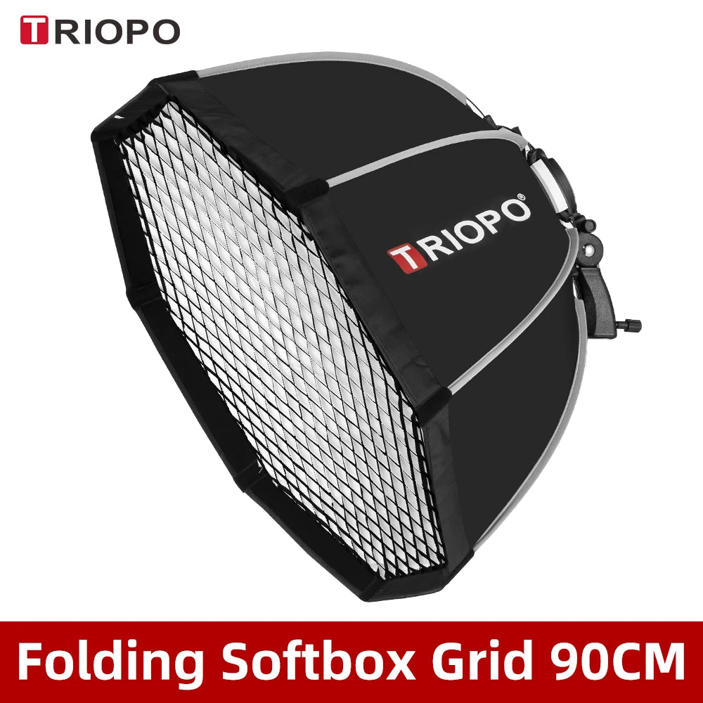 Triopo Octagon Softbox 55–120cm with Grid Portable Speedlite for Canon Godox