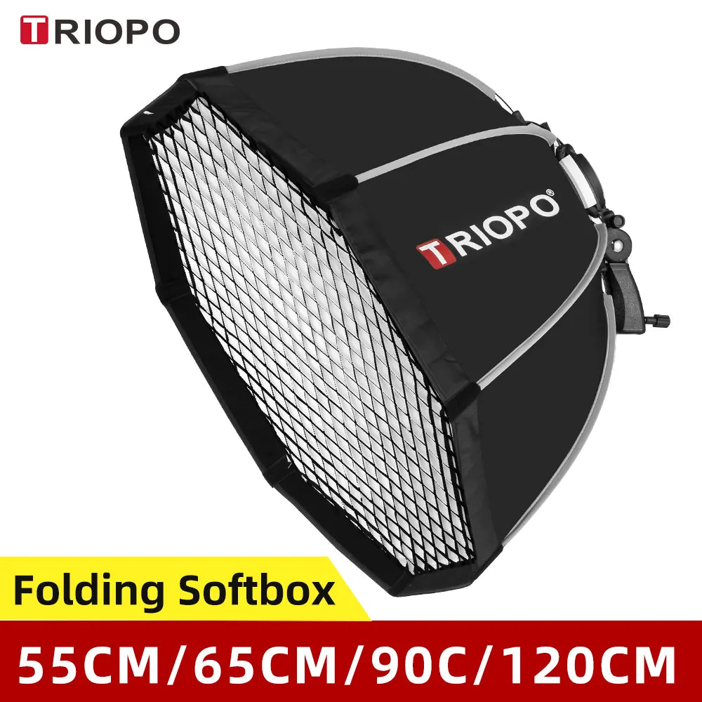 Triopo Octagon Softbox 55–120cm with Grid Portable Speedlite for Canon Godox