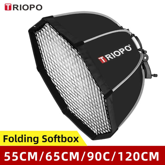Triopo Octagon Softbox 55–120cm with Grid Portable Speedlite for Canon Godox