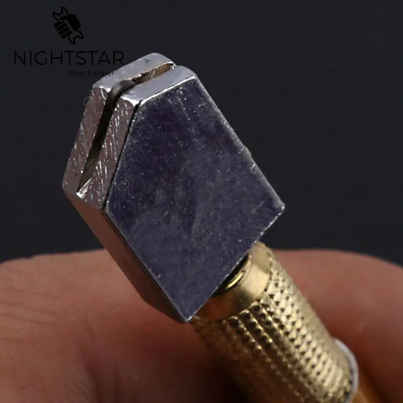 Diamond Tip Oil Feed Glass Cutter Steel Blade Anti-Slip Metal Handle 175mm