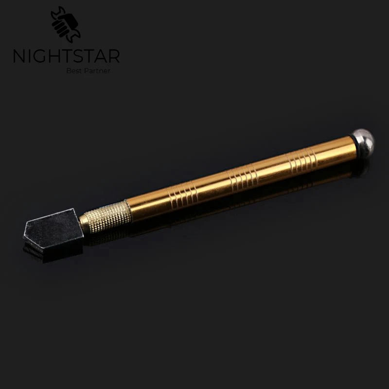 Diamond Tip Oil Feed Glass Cutter Steel Blade Anti-Slip Metal Handle 175mm